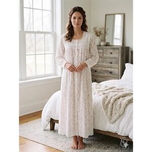 The 1 for U Henrietta Vintage Rose Cotton Nightgown Eyelet Lace Victorian XXXL